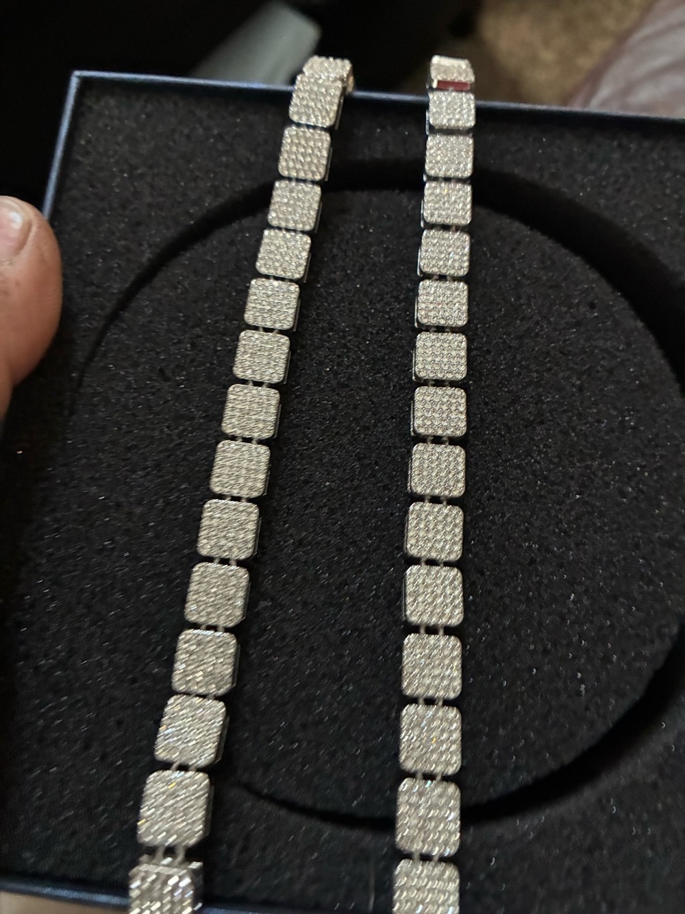 Silver Paved Square Tennis Necklace - Women's Jewelry